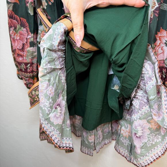 NWT Anthropologie Farm Rio Flowering Garden Tree Belted Puff Sleeve Mini Dress L - Picture 11 of 16